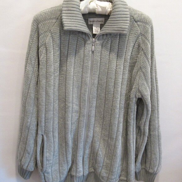 Draper's & Damon's gray zip front long sleeve cardigan sweater *Sz M* - Picture 1 of 5